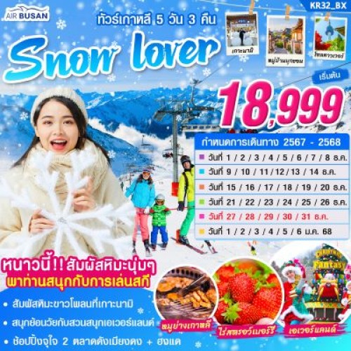 KR32 ทัวร์เกาหลี โซล (SNOW LOVER) [DEC24-JAN25] 5วัน 3คืน บิน AIR BUSAN