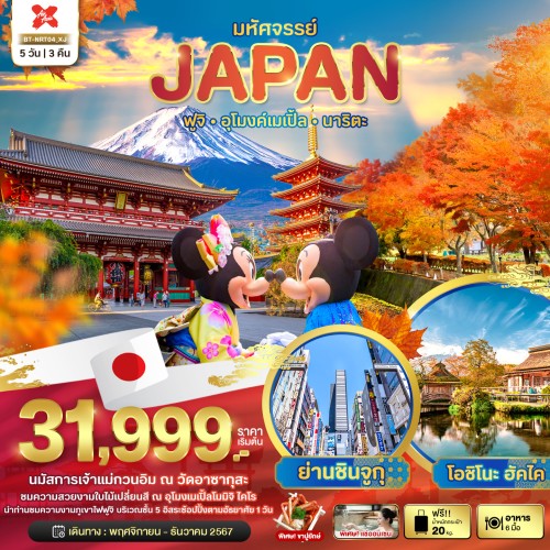 BT-NRT04_XJ มหัศจรรย์ JAPAN ฟูจิ อุโมงค์เมเปิ้ล นาริตะ 5วัน 3คืน