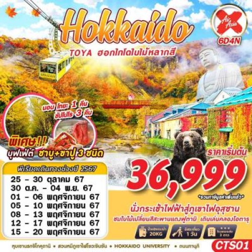 CTS01 ทัวร์ญี่ปุ่น ฮอกไกโด โนโบริเบทสึ ซัปโปโร (HOKKAIDO TOYA ฮอกไกโดใบไม้หลากสี) [OCT-NOV] 6วัน 4คืน บิน AIR ASIA X