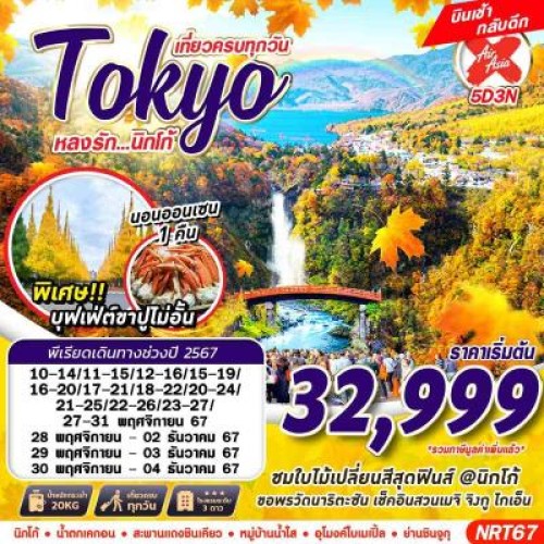 NRT67 ทัวร์ญี่ปุ่น โตเกียว นิกโก้ (TOKYO นิกโก้ หลงรัก.ใบไม้แดง) [NOV] 5วัน 3คืน บิน AIR ASIA X