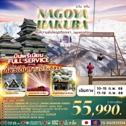 TG-NGOKIX004 ทัวร์ญี่ปุ่น นาโกย่า โอซาก้า มัตสึโมโต้ HAKUBA MOUNTAIN HARBOR [FEB] 6วัน 4คืน บิน THAI AIRWAYS