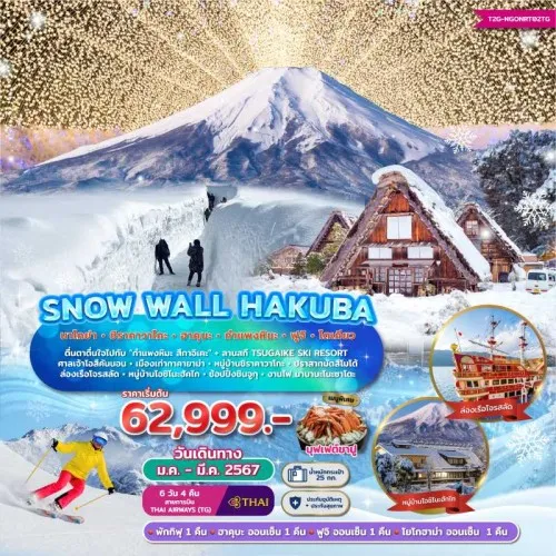 T2G-NGONRT02TG ทัวร์ญี่ปุ่น นาโกย่า ทาคายาม่า โตเกียว (SNOW WALL HAKUBA) [JAN-MAR] 6วัน 4 คืน บิน THAI AIRWAYS