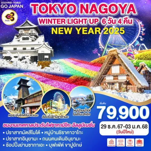 GO2HND-TG020 ทัวร์ญี่ปุ่น โตเกียว นาโกย่า คาวาโกเอะ มัตสึโมโต้ เทศกาลประดับไฟซากามิโกะ อิลลูมิเนชั่น [DEC] 6วัน 4คืน บิน THAI AIRWAYS