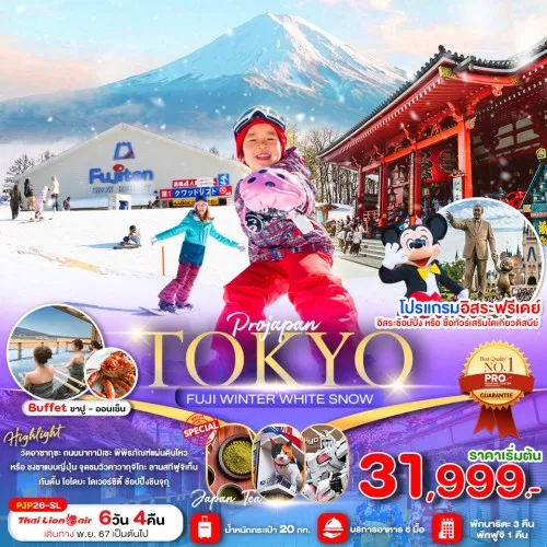 PJP26-SL ทัวร์ญี่ปุ่น PRO TOKYO FUJI WINTER WHITE SNOW 6D4N